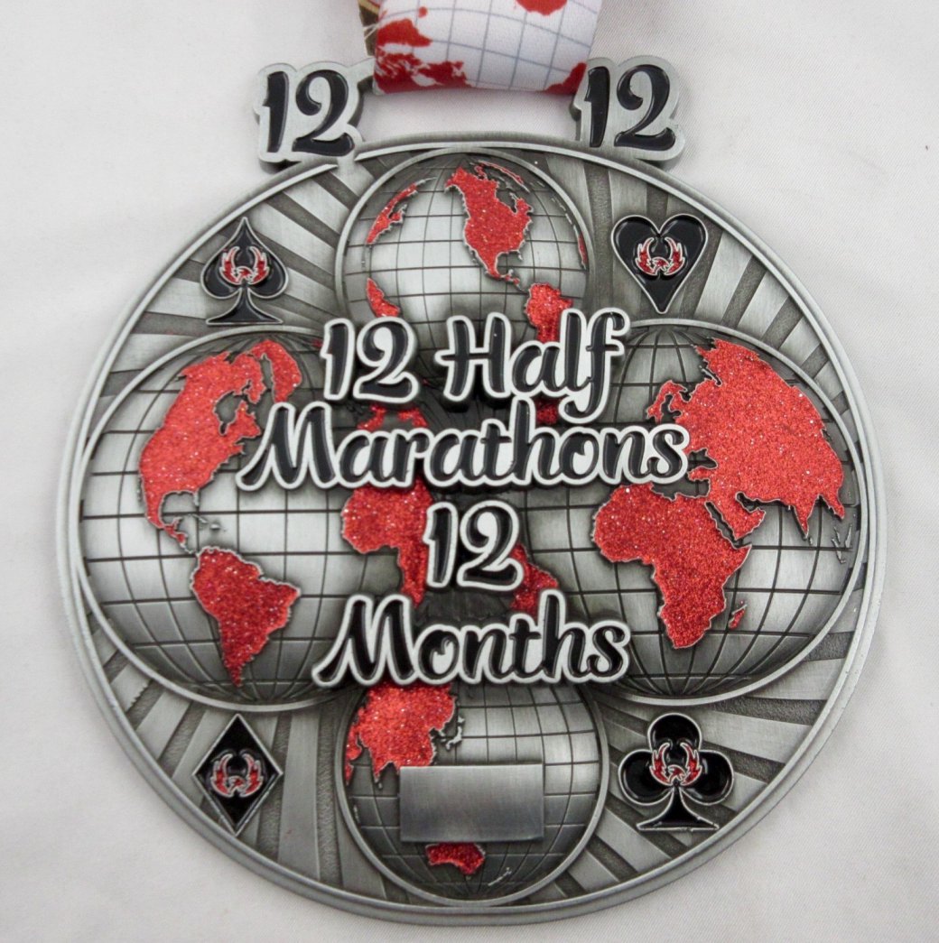 Global Marathon Challenges : 12 Half Marathons in 12 Months<br>Medal & Certificate